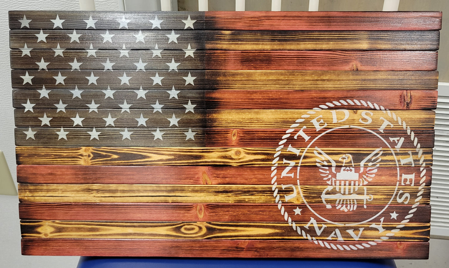 Small U.S. Navy Wooden American Flag