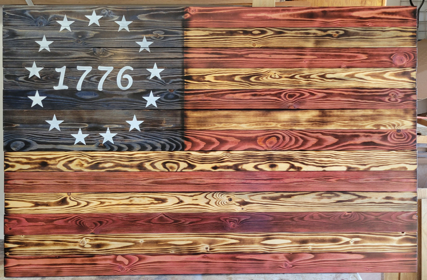 XXLarge Concealed Cabinet 2 Door Wooden 1776 American Flag