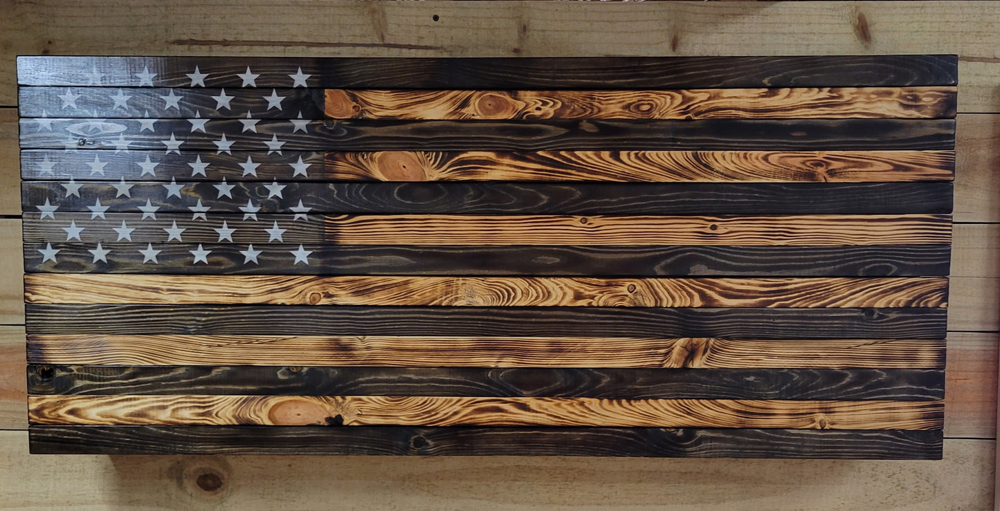 Concealed Cabinet Wooden American Flag