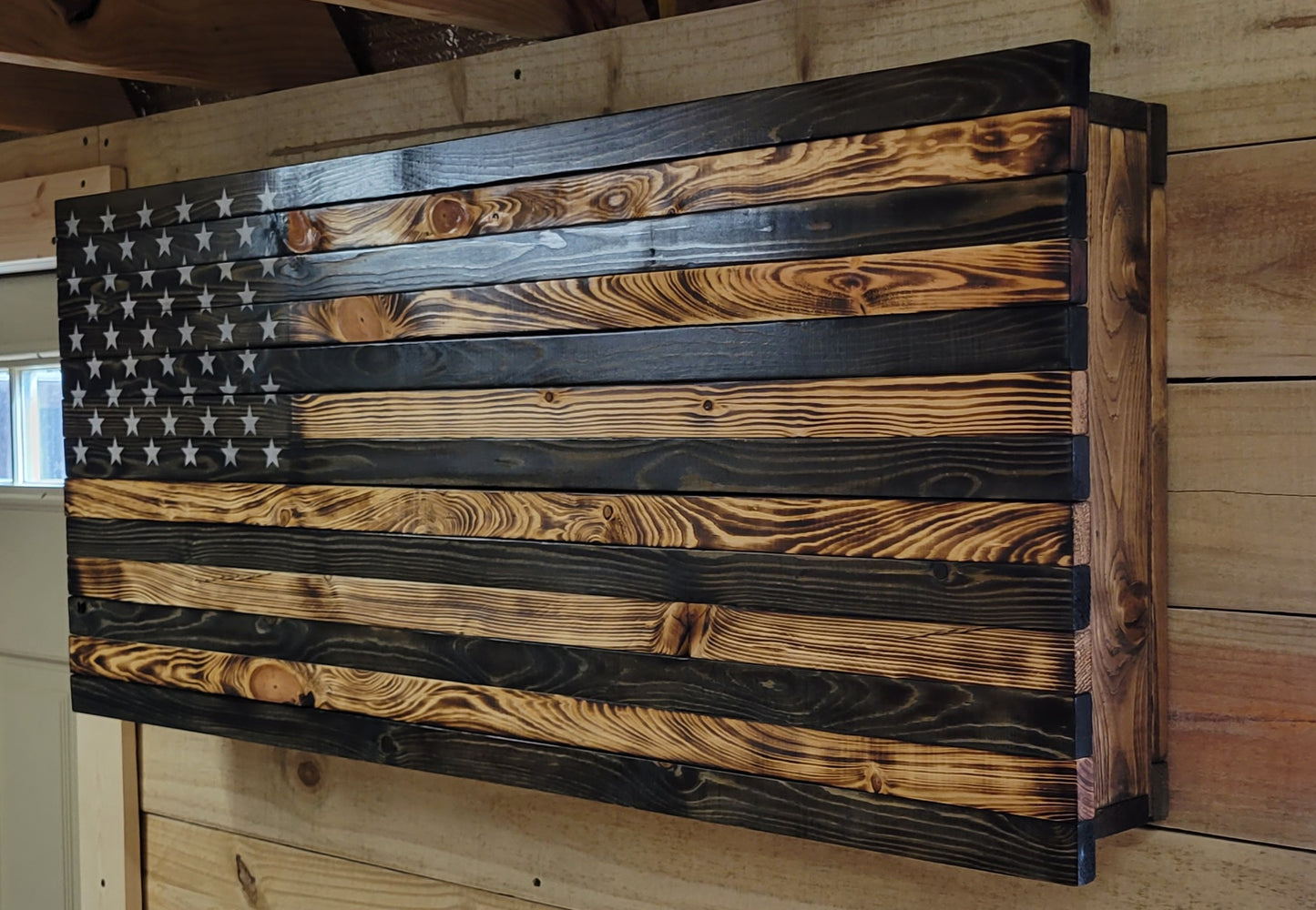 Concealed Cabinet 2 Door Wooden American Flag
