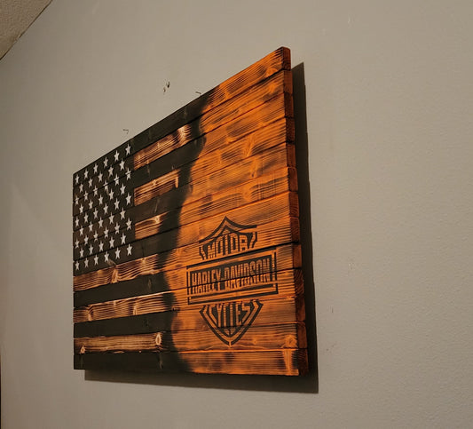 Harley-Davidson Wooden American Flag