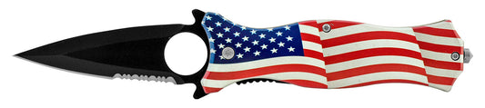 4.75" Fighting Finger Grip Spring Assisted - American Flag