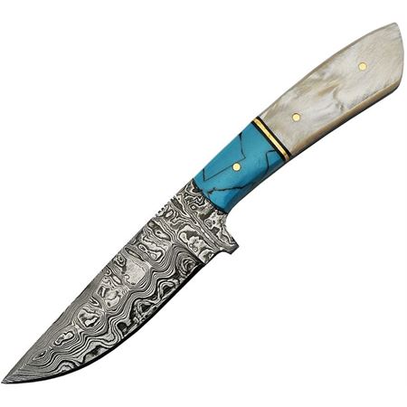 7.75" HANDMADE DAMASCUS BLUE PEARL HUNTER