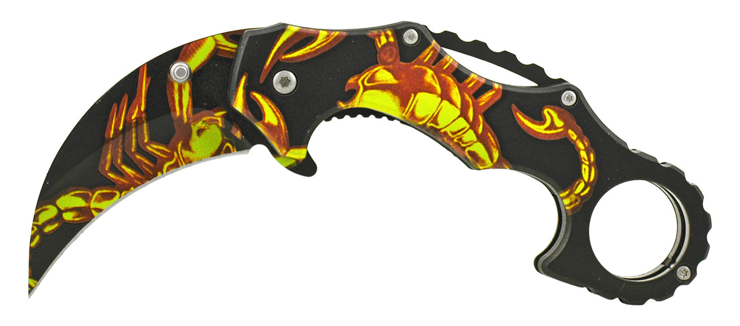 4.75" Karambit Fighting Style Spring Assisted - Scorpion