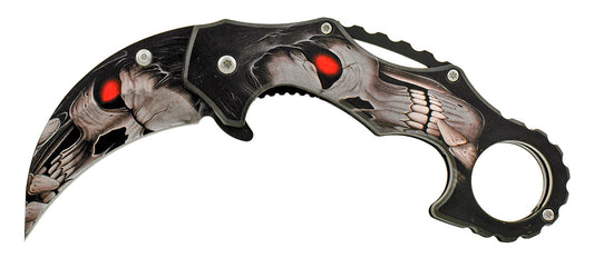 4.75" Karambit Fighting Style Spring Assisted - Skull