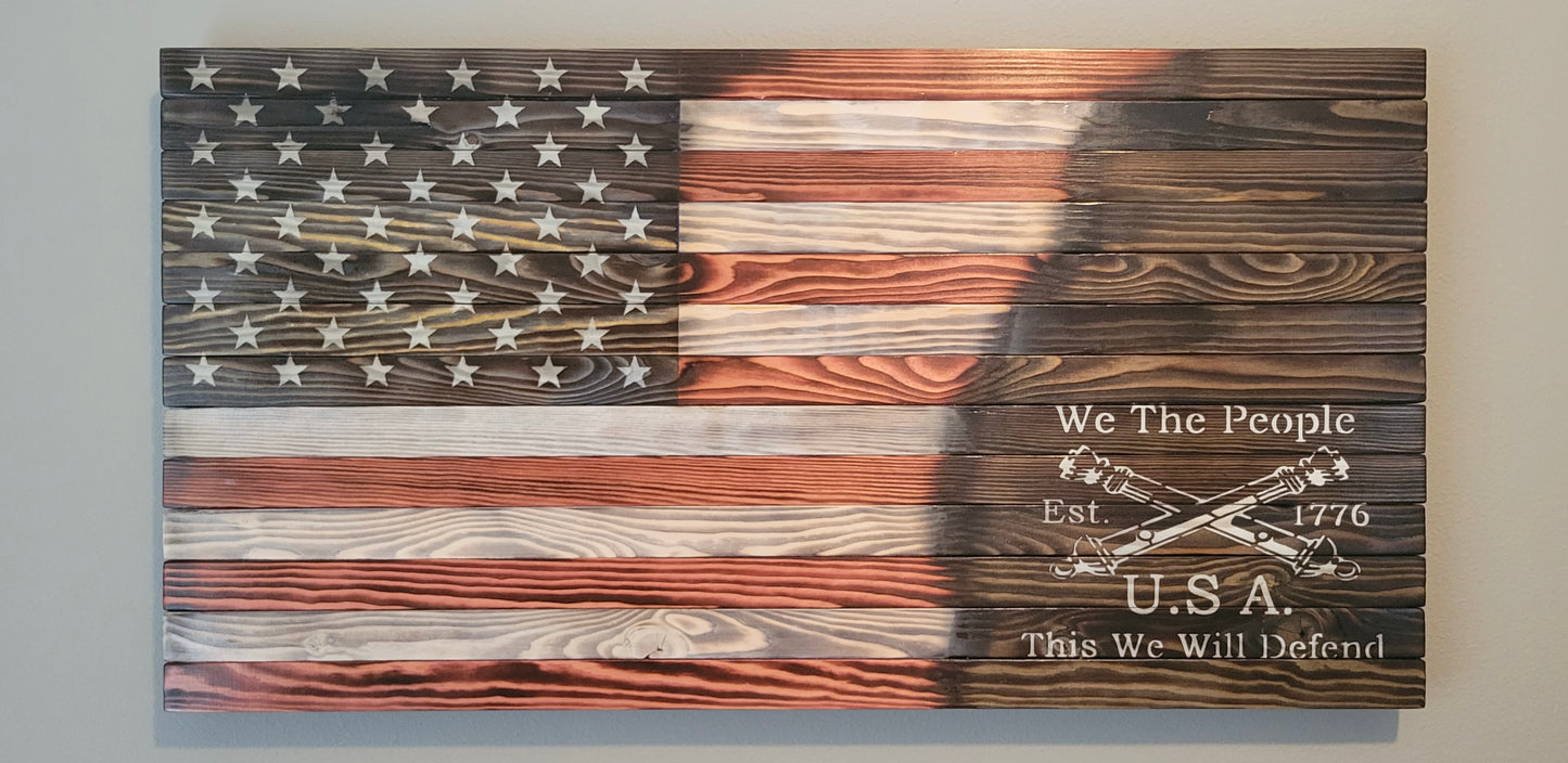 "We The People, This We Will Defend" Wooden American Flag