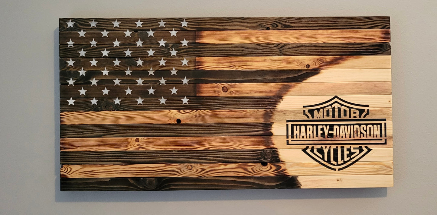 Harley-Davidson Wooden American Flag