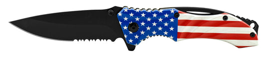 4.5" Wave Design Spring Assisted - American Flag