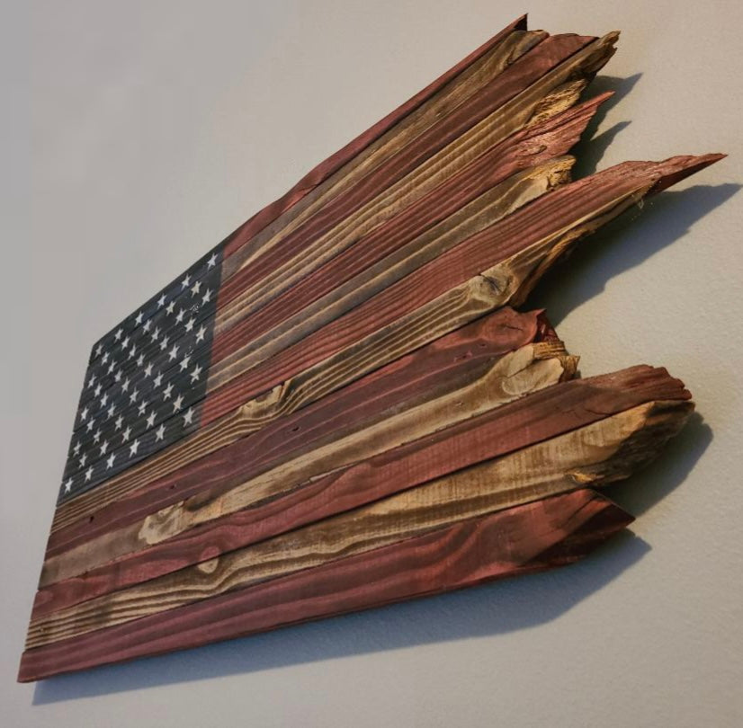 Jagged Edge Wooden American Flag