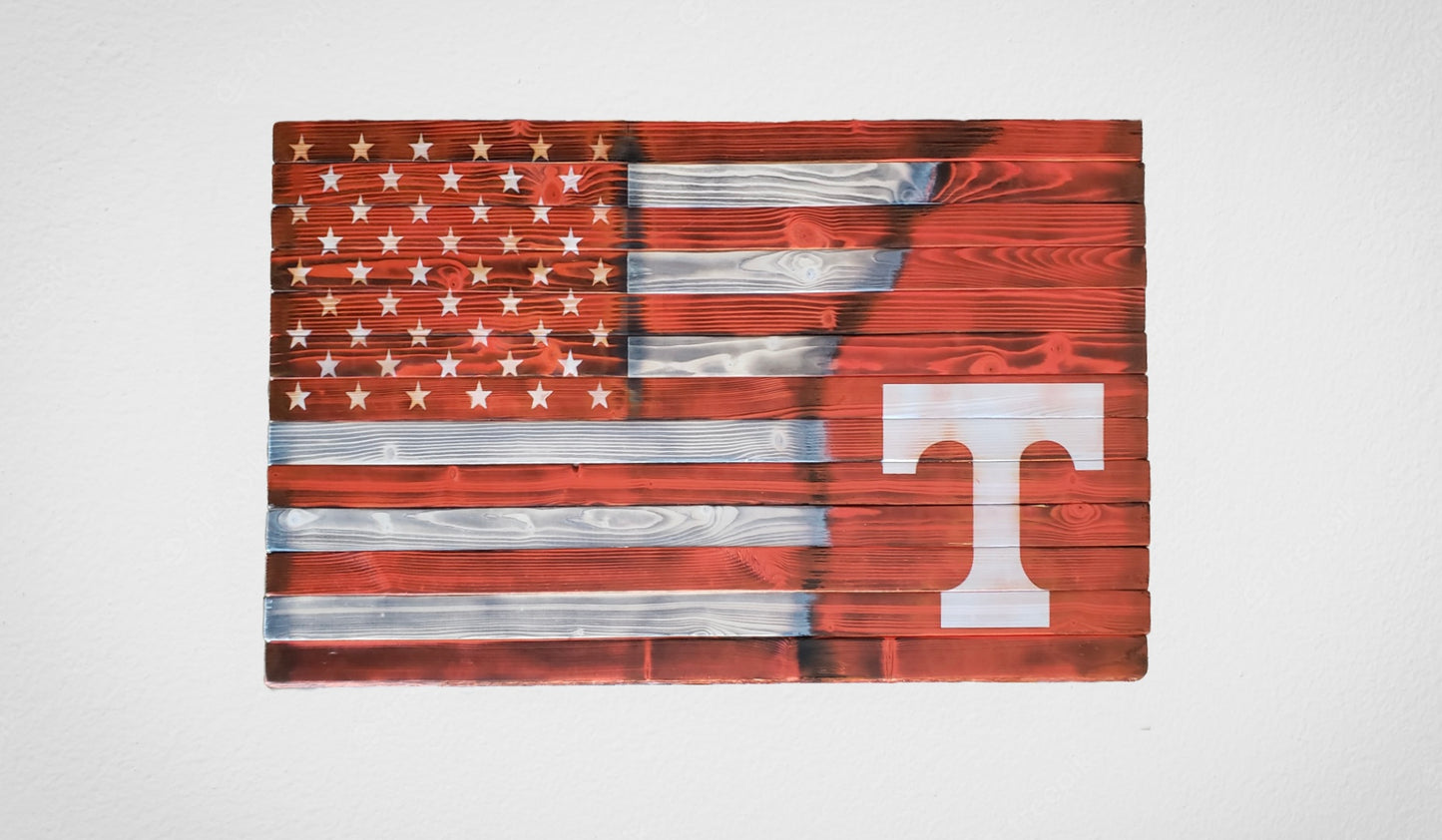 Tennessee Volunteers Wooden American Flag