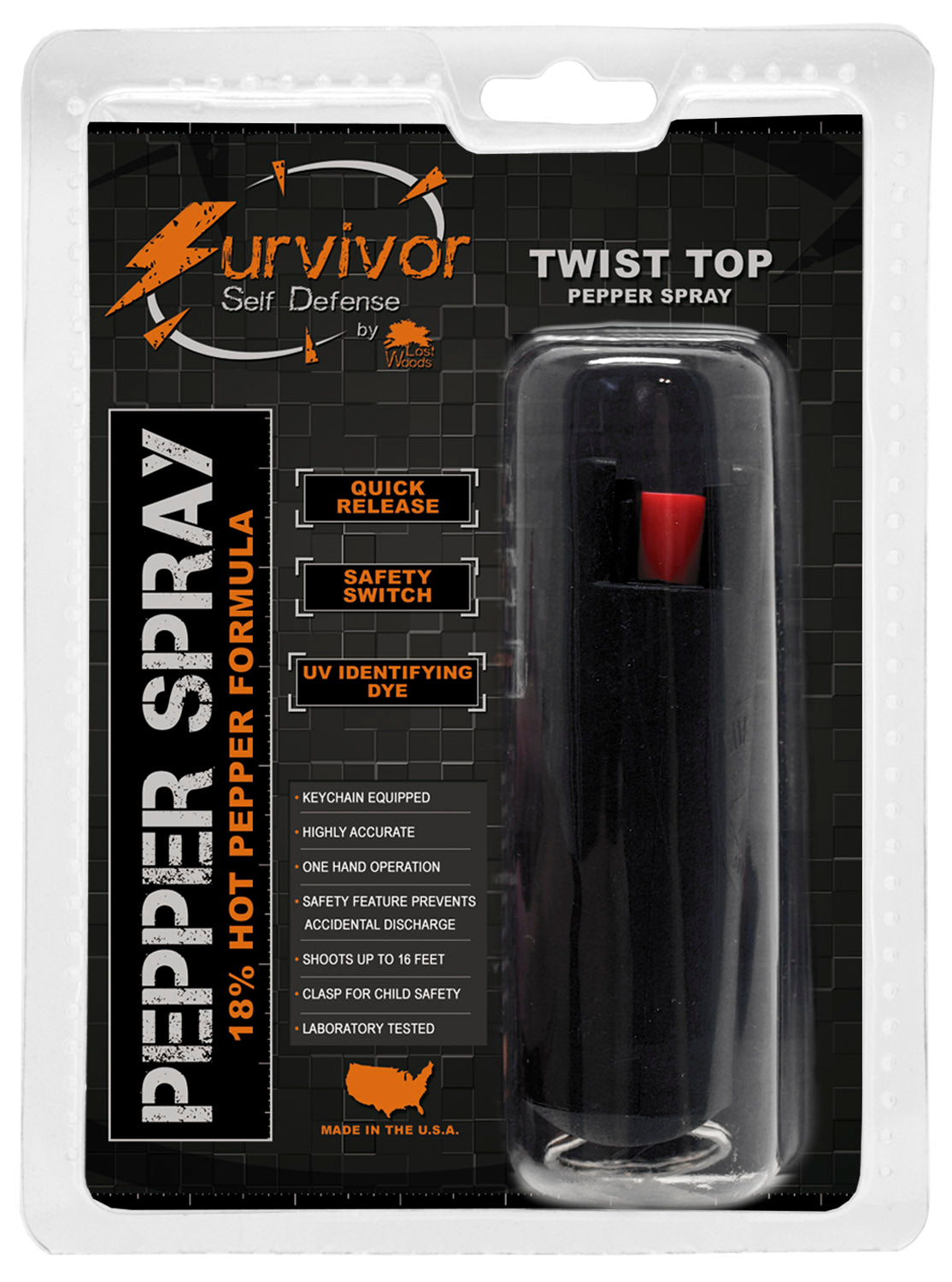 1/2 Ounce Survivor Hard Case Pepper Spray Keychain