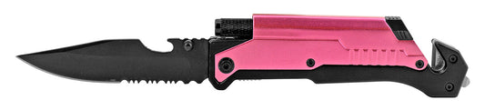 5" Utility Rescue Spring Assisted with Flashlight - Pink