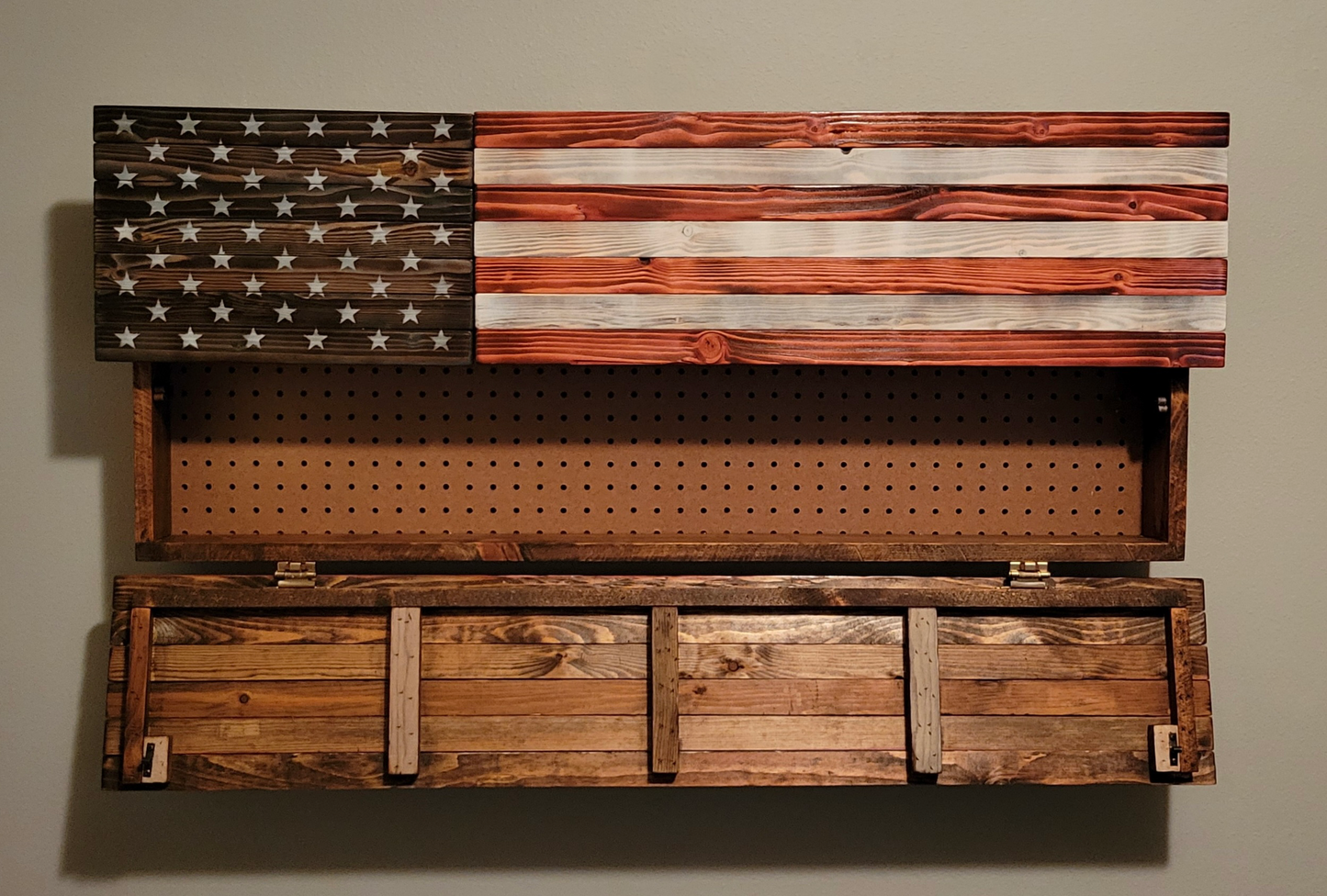 Concealed Cabinet 3 Door Wooden American Flag