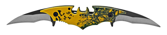 5.5" Dual Blade Batman Spring Assisted - Yellow