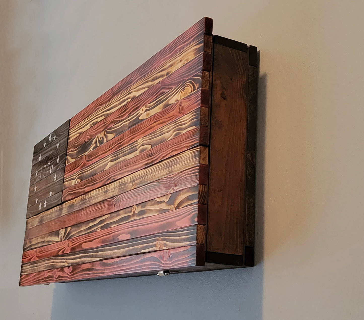 Concealed Cabinet 3 Door Wooden 1776 American Flag