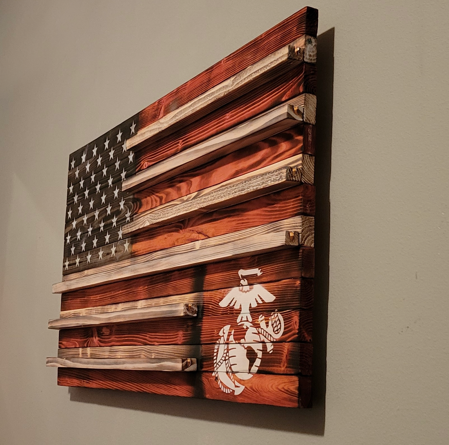 U. S. Marines Wooden American Coin Holder Flag