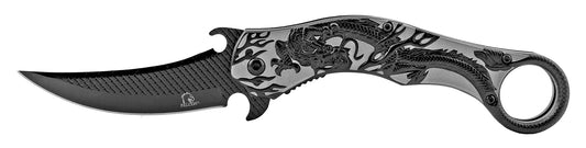 5.5" Heavy Duty Dragon Karambit Style Spring Assisted - Black