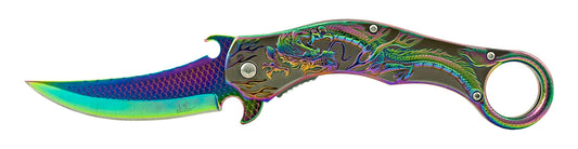 5.5" Heavy Duty Dragon Karambit Style Spring Assisted - Multi Color