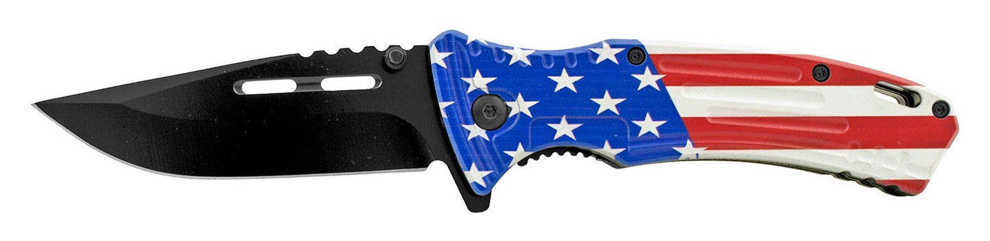 4.75" Spring Assisted Drop Point Traditional - American Flag