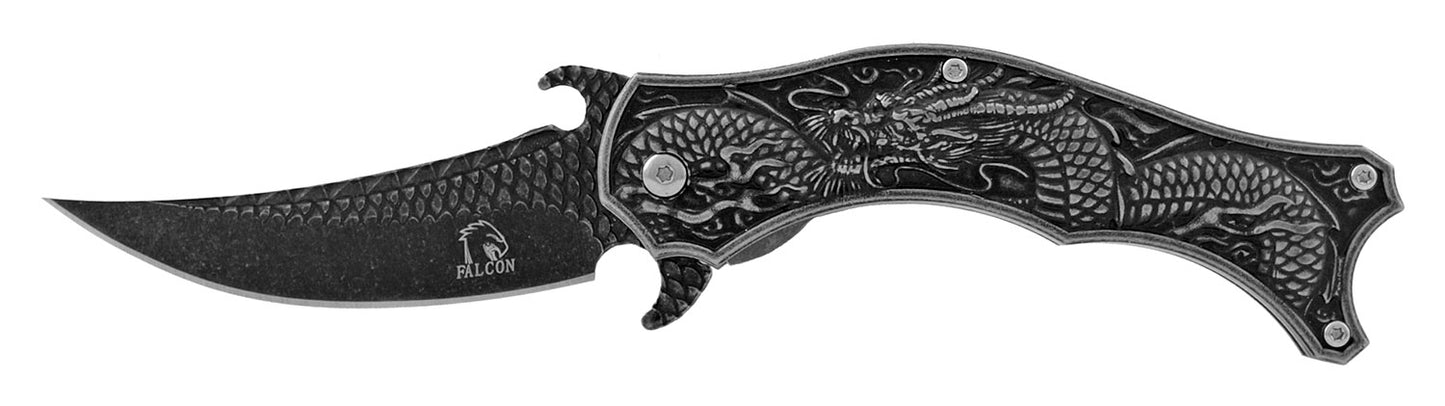 4.5" Curved Dragon Spring Assisted - Black