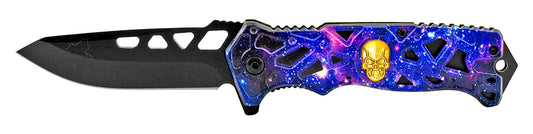 4.75" Skull Spring Assisted - Purple Galaxy