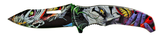 4.75" Batman and Joker Spring Assisted Pocket Knife - Joker Face