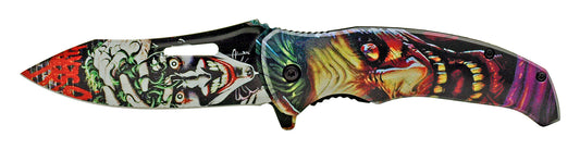 4.75" Batman and Joker Spring Assisted Pocket Knife - Joker's Mad Mind