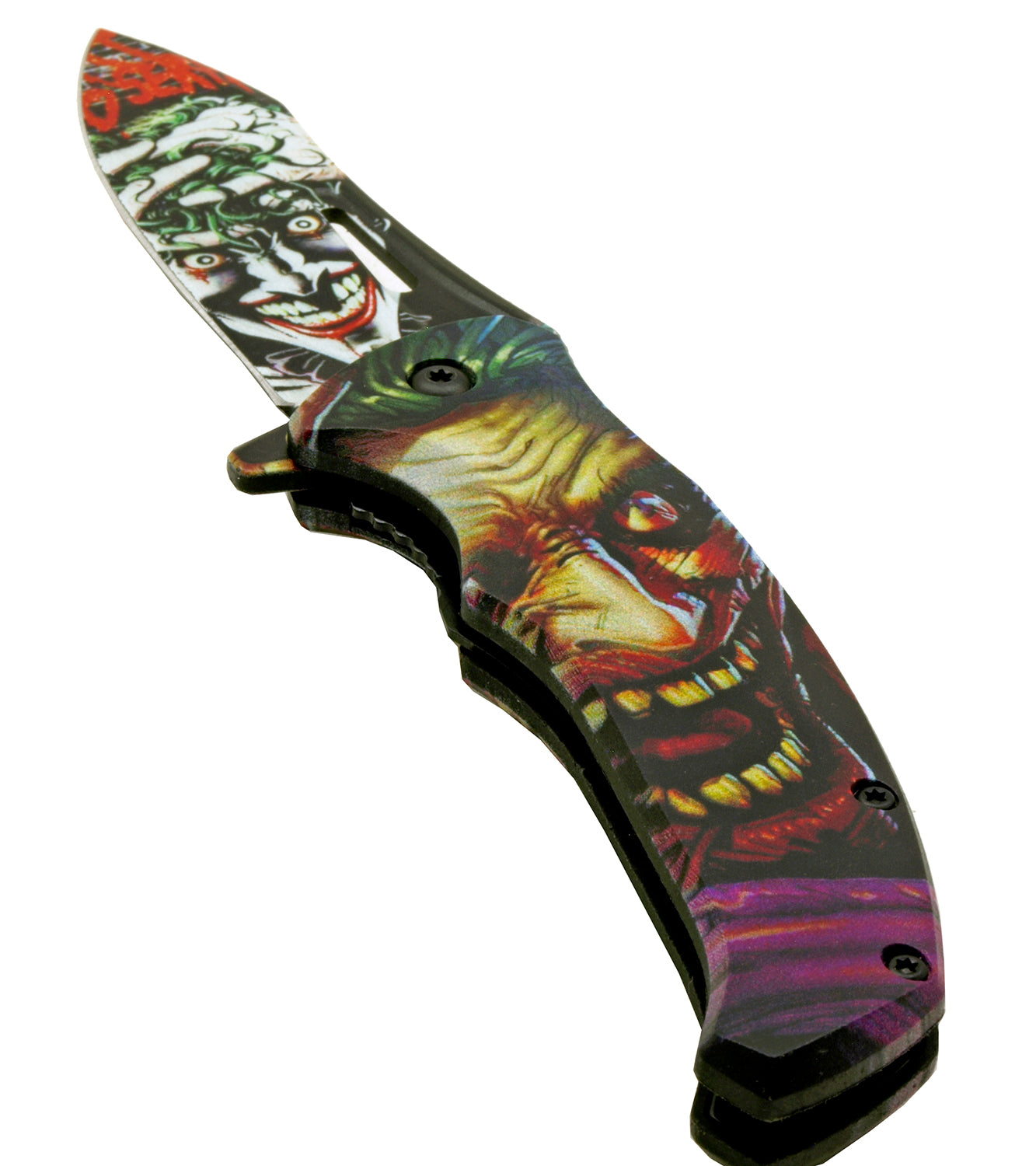 4.75" Batman and Joker Spring Assisted Pocket Knife - Joker's Mad Mind