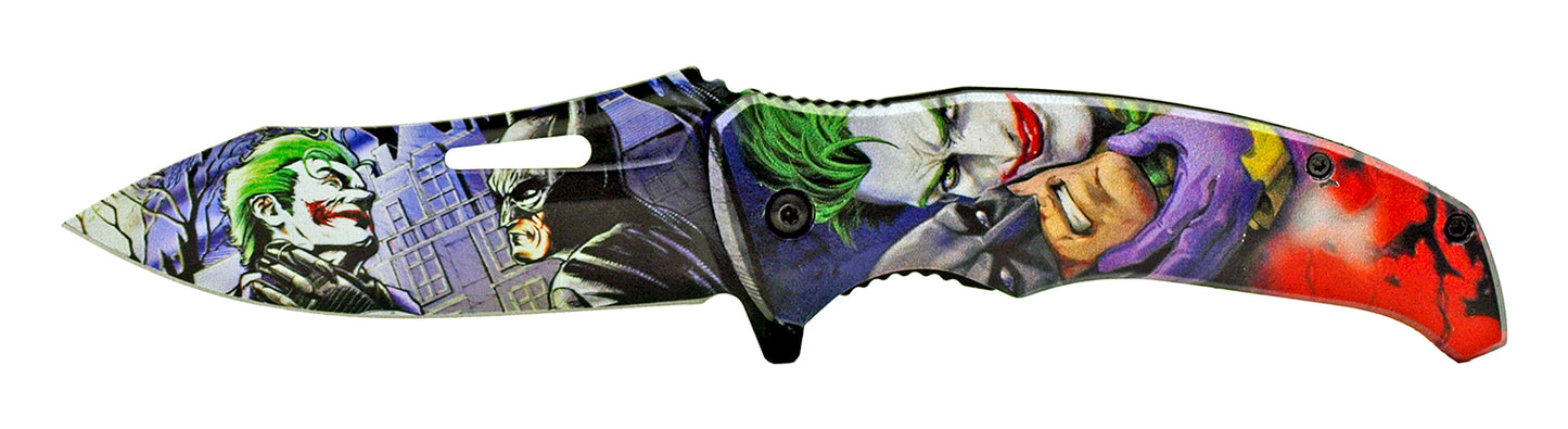 4.75" Batman and Joker Spring Assisted Pocket Knife - Batman vs. Joker