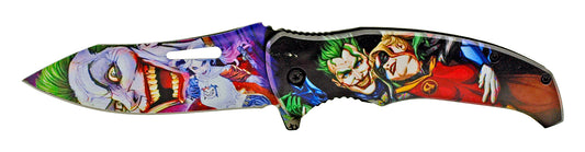 4.75" Batman and Joker Spring Assisted Pocket Knife - Joker and Harley Quinn