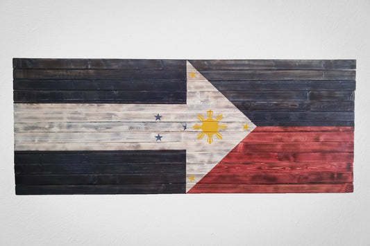 Wooden Flag Half Philippines and Half Honduras
