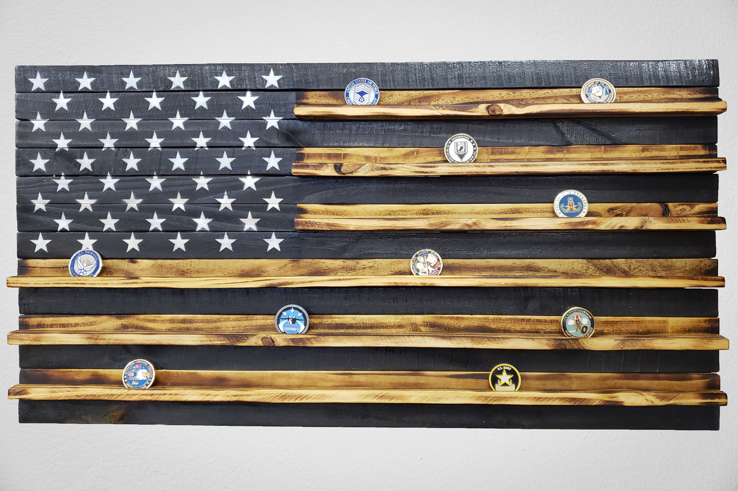 Wooden American Coin Holder Flag