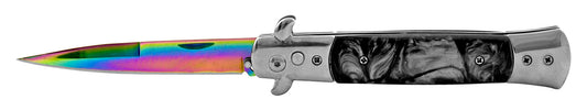 5" Push Button Automatic Switchblade - Multi Color/Silver and Black