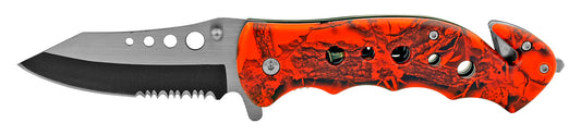 4.75" Serrated Drop Point Spring Assisted - Orange Camo