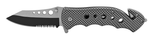 4.75" Serrated Drop Point Spring Assisted - Carbon Fiber