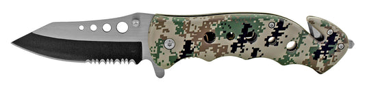 4.75" Serrated Drop Point Spring Assisted - Digital Camo