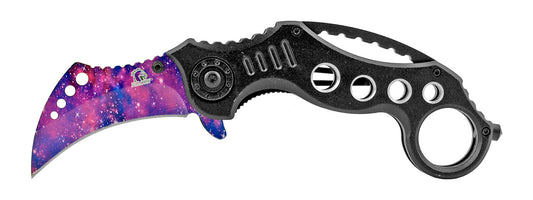 4.75" Karambit Fighting Talon Claw Spring Assisted - Pink Galaxy