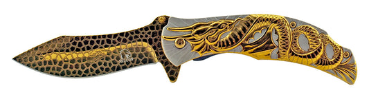 4.75" Spring Assisted Flying Dragon - Gold