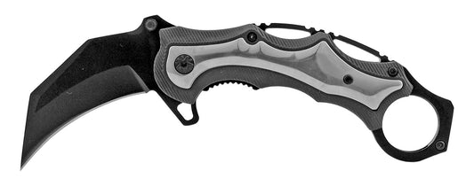 5.13" Fighting Karambit Style Spring Assisted - Silver