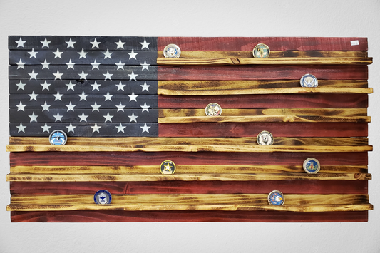 Wooden American Coin Holder Flag