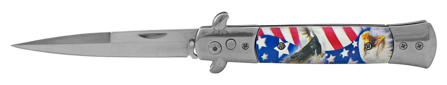 5" Push Button Automatic Switchblade - America Flag and Eagle