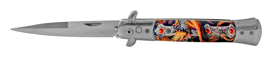 5" Push Button Automatic Switchblade Skulls and Dragons - Dragon with Cross