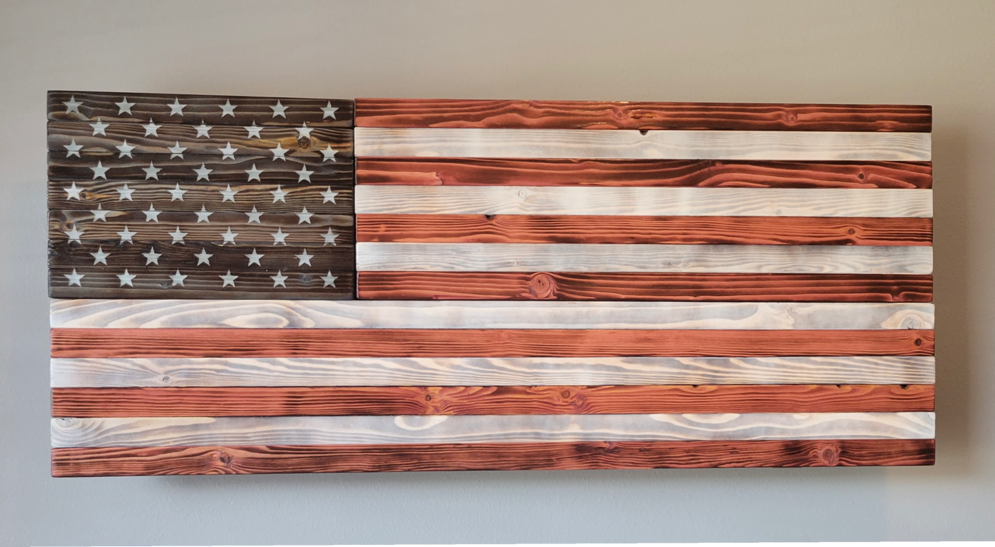 Concealed Cabinet 3 Door Wooden American Flag