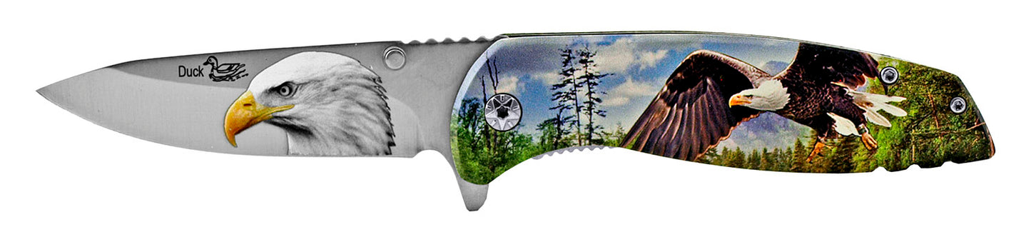 4.5" Laser Engraved Blade Spring Assisted - Eagle