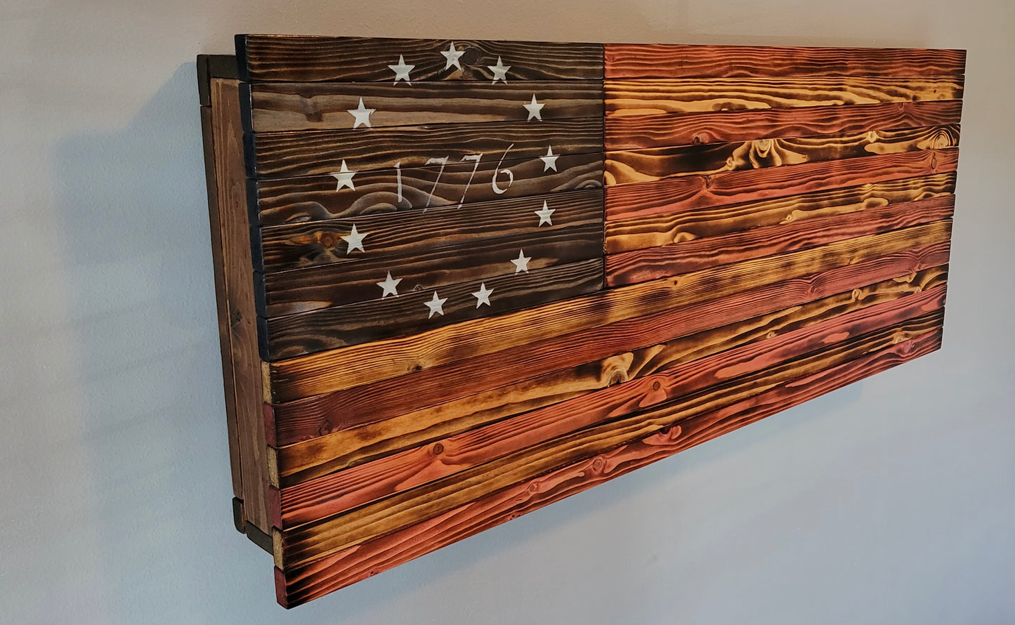Concealed Cabinet 3 Door Wooden 1776 American Flag