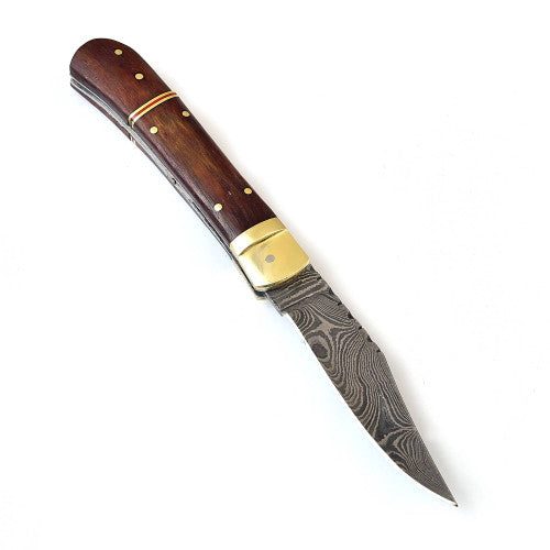 Rustic Living Damascus Steel Automatic Lever Lock Knife