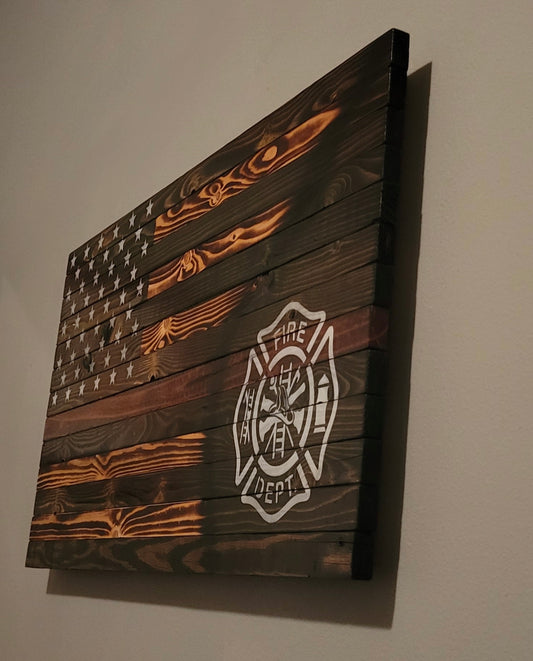 Firefighter American Wooden Flag