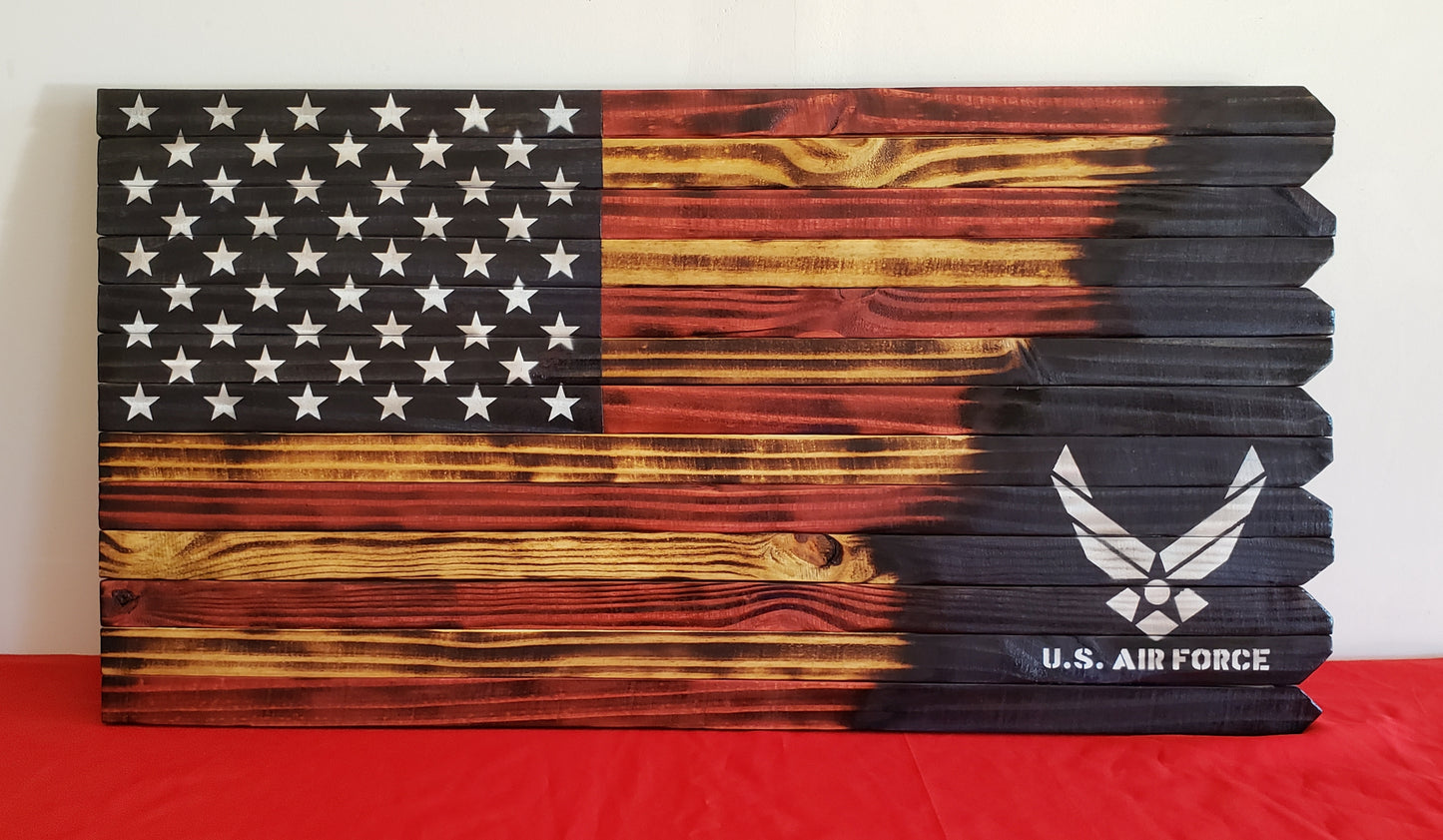 U.S. Air Force Wooden American Flag with Picket Edge