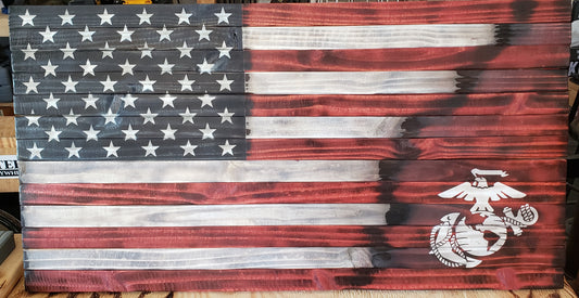U.S. Marine Wooden American Flag