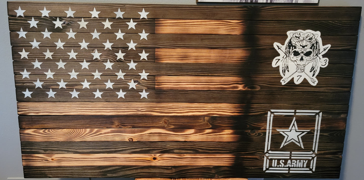 U.S. Army Logo and Custom Logo Wooden American Flag